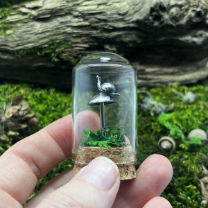 Sterling Silver Curiosity- snail and mushroom / toadstool cloche mini glass dome