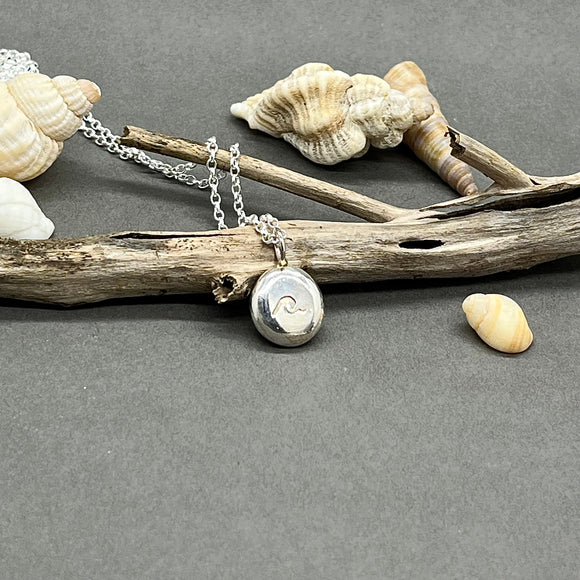 Sterling Silver Wave Pebble Pendant