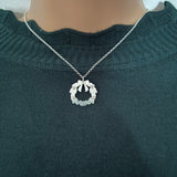 Sterling Silver Christmas Holly Wreath Pendant