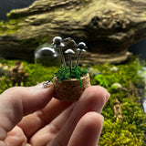 Sterling Silver Curiosity- snails and mushrooms / toadstools cloche mini glass dome