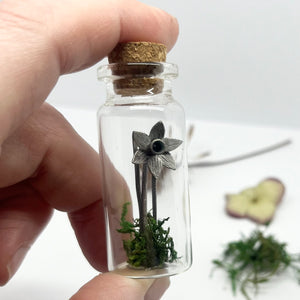 Sterling Silver Curiosity-  daffodil in a bottle