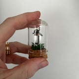 Sterling Silver Curiosity- snail and mushroom / toadstool cloche mini glass dome