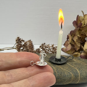 Sterling Silver Candle and Holder Charm Pendant