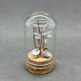 Handmade Curiosity- sterling silver and copper dragonfly  miniature scene cloche.