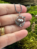 Sterling Silver woodland Pendant 4 (ferns, mushrooms / toadstools and butterfly)