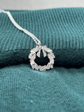 Sterling Silver Christmas Holly Wreath Pendant