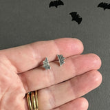 Sterling Silver Halloween Half Cobweb / Spiderweb Stud Earrings