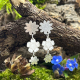 Sterling Silver Flower Dangly Stud Earrings