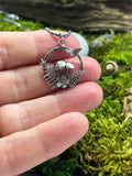 Sterling Silver woodland Pendant 5 (ferns, mushrooms / toadstools and butterfly)