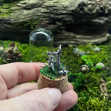 Sterling Silver Curiosity- fairy garden swing cloche mini glass dome