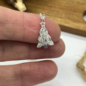 Sterling Silver Christmas Tree Pendant With Chain