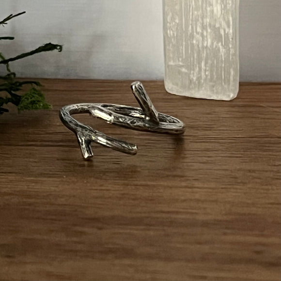 Sterling Silver Twig Ring Size R