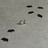 Sterling Silver Halloween Half Cobweb / Spiderweb Stud Earrings
