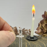 Sterling Silver Candle and Holder Charm Pendant