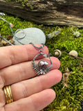 Sterling Silver woodland Pendant 5 (ferns, mushrooms / toadstools and butterfly)