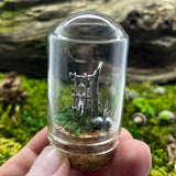 Sterling Silver Curiosity- fairy garden swing cloche mini glass dome