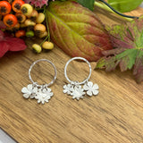 Sterling Silver Flower Stud Drop Earrings