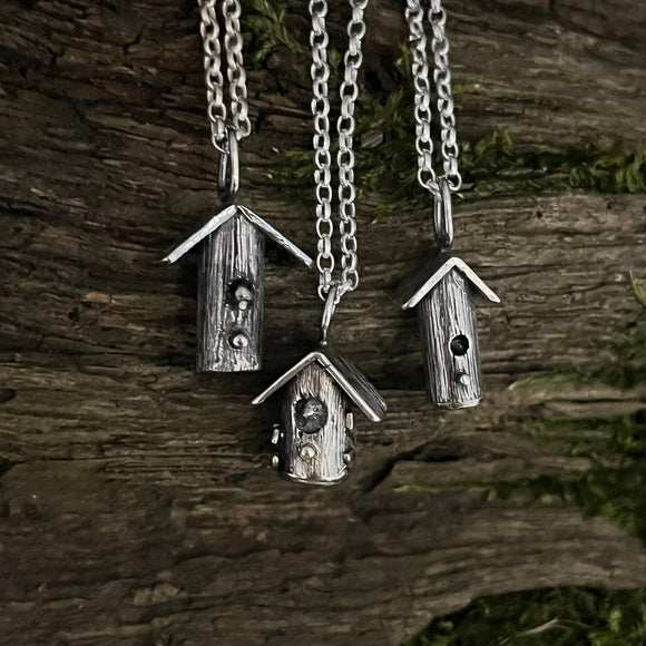 Sterling Silver Birdhouse Pendant