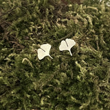 Sterling Silver Ginko Leaf Stud Earrings