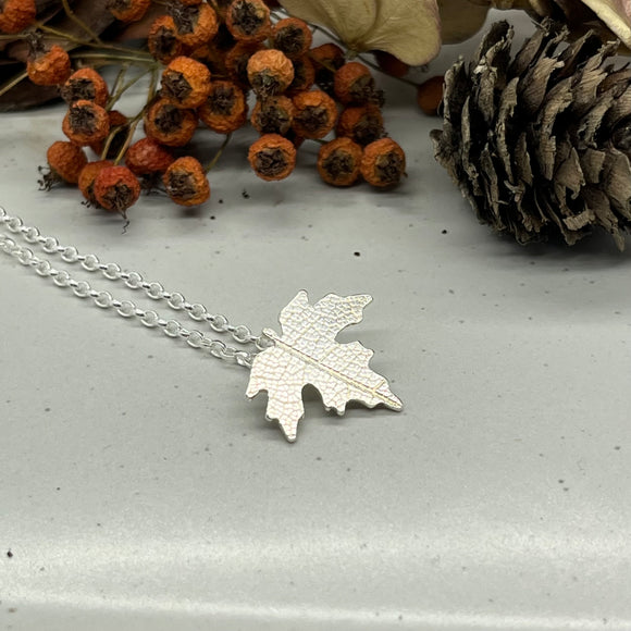 Sterling Silver Small Maple Leaf Pendant