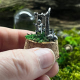 Sterling Silver Curiosity- fairy garden swing cloche mini glass dome