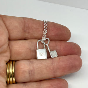 Sterling Silver Padlock And Key Pendant