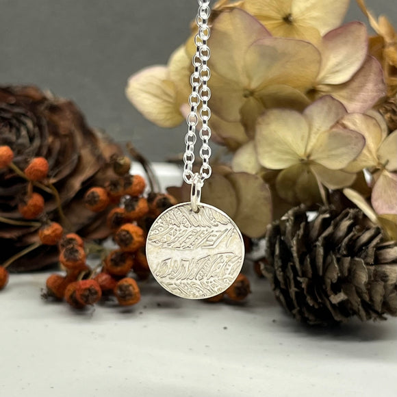 Sterling Silver Feather Disc Pendant