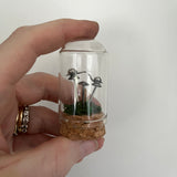 Sterling Silver Curiosity- snails and mushrooms / toadstools cloche mini glass dome