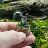 Sterling Silver Curiosity- fairy garden swing cloche mini glass dome