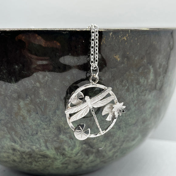 Sterling Silver Dragonfly Hoop Pendant