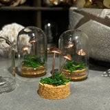 Handmade Curiosity- copper mushroom / toadstool moss mini cloche.