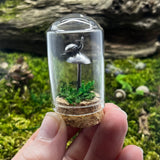 Sterling Silver Curiosity- snail and mushroom / toadstool cloche mini glass dome