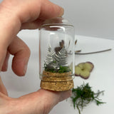 Sterling Silver Curiosity- hedgehog and fern scene mini glass dome