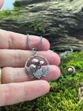 Sterling Silver woodland Pendant 6 (ferns and mushrooms / toadstools)