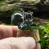 Sterling Silver Curiosity- fairy garden swing cloche mini glass dome