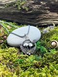 Sterling Silver woodland Pendant 4 (ferns, mushrooms / toadstools and butterfly)