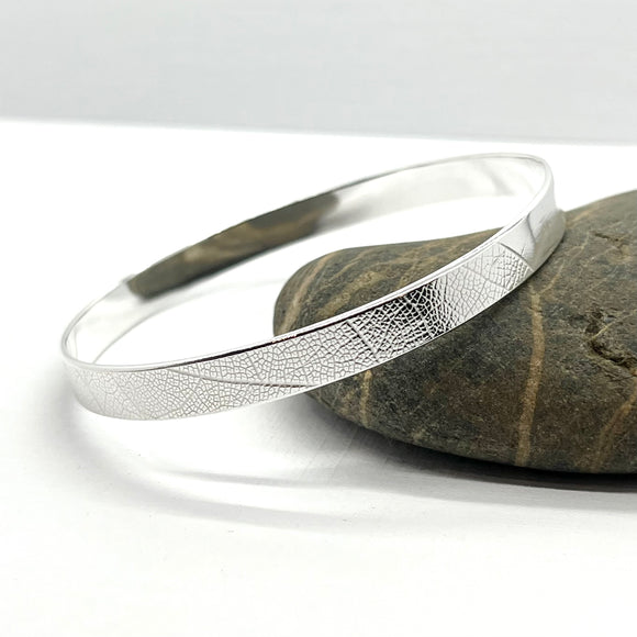 Sterling Silver Leaf Print Bangle