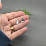 Sterling Silver Christmas Tree Drop Earrings