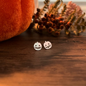 Sterling Silver Halloween Pumpkin Stud Earrings