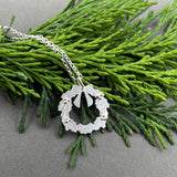 Sterling Silver Christmas Holly Wreath Pendant