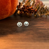 Sterling Silver Halloween Pumpkin Stud Earrings