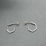 Sterling Silver Hexagon Partial Hoop Earrings