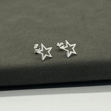 Sterling Silver Open Star Stud Earrings